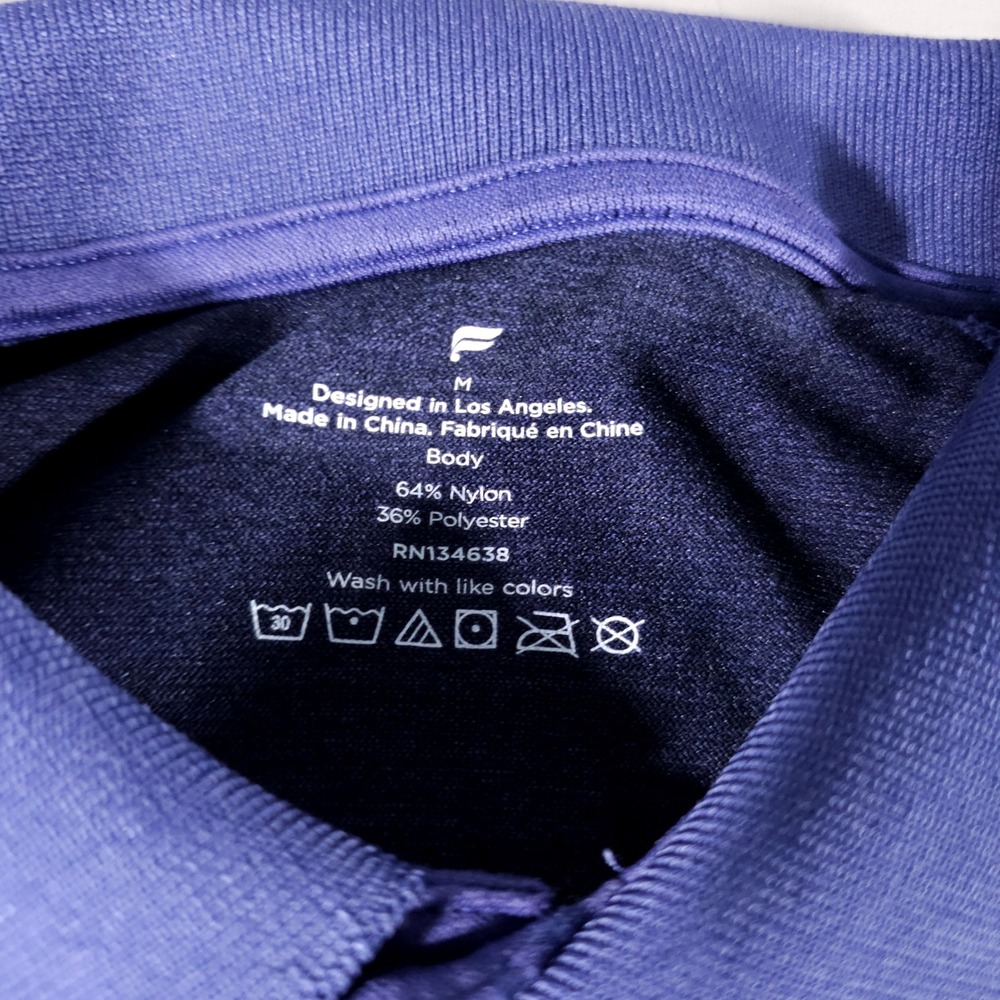 Fabletics Polo Shirt Mens Medium Purple Tie Dye Short Sleeve Athletic Top - Picture 2 of 5